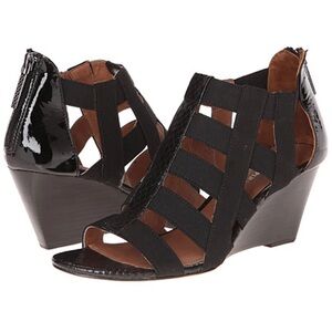 Donald J. Pliner Black Gladiator Wedge Sandals